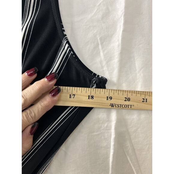 Candie’s Jumper Jumpsuit Romper Womans Black‎ White Stripe Sz M Palazzo Boho - Picture 6 of 14